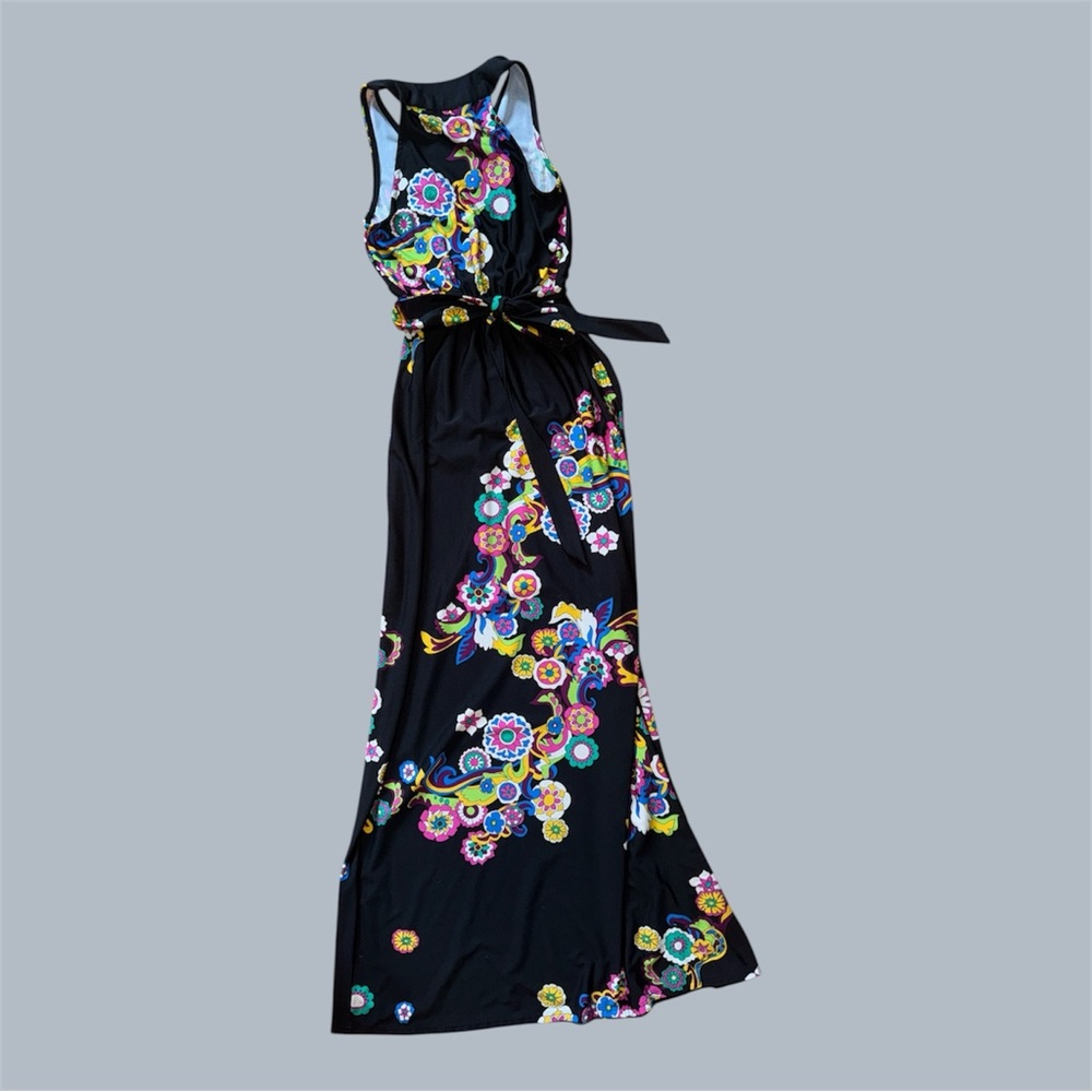 New York & Co Stretch Halter Dress Bead Floral Razor Back Elegant Womens
SZ XS